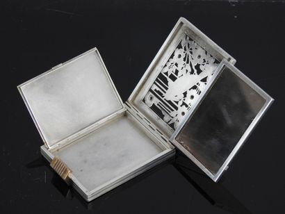 BOUCHERON Paris. Rectangular silver poudrier...