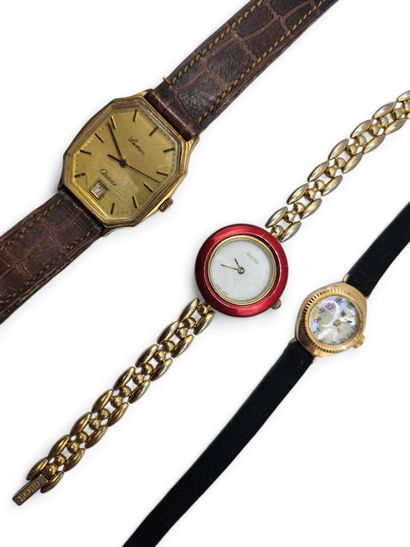 GUCCI.
Lady's wristwatch in gold-plated metal,...
