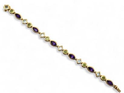 Line bracelet with geometric motifs in 750...