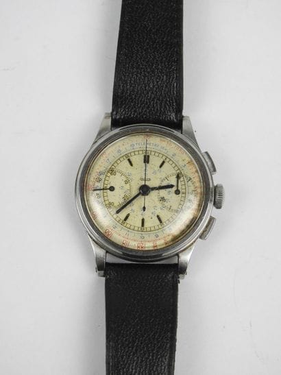 JAEGER: Steel chronometer watch, circa 1950,...