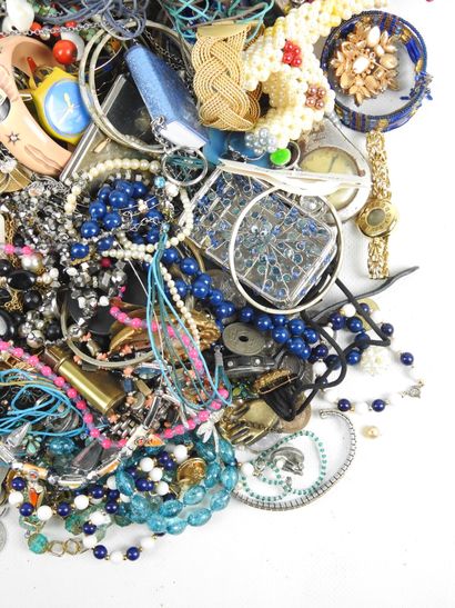 Large lot of costume jewelry, watches including...