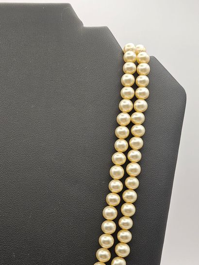 Two-row cultured pearl necklace with 18K...