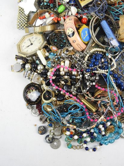 Large lot of costume jewelry, watches including...