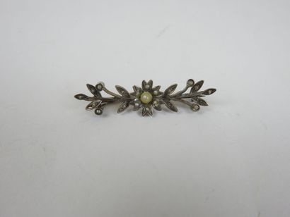 Set of three flower brooches set with pearls...