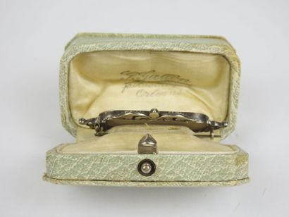 Antique brooch with grisaille painting on...