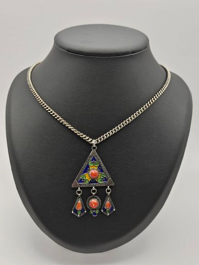 Polychrome enameled silver NECKLACE in the...