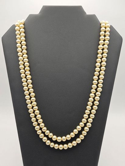 Two-row cultured pearl necklace with 18K...
