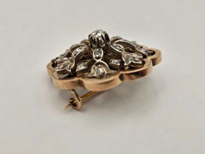 18K (750°/°°) yellow gold and silver openwork...