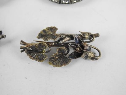 TWO crescent moon brooches, covered with...