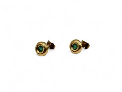 Pair of circular ear studs in 750 thousandths...