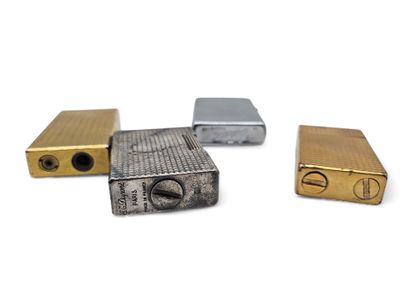 Set of 4 gilt and silver-plated metal lighters...