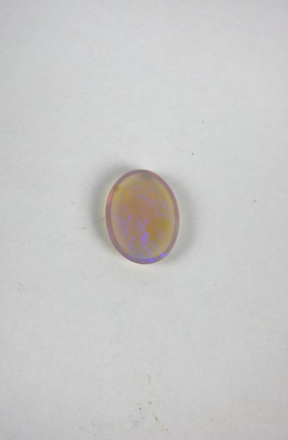 Opale cristal ovale en cabochon sur papi...