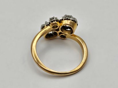 Toi et Moi ring in 18K (750°/°°) yellow and...