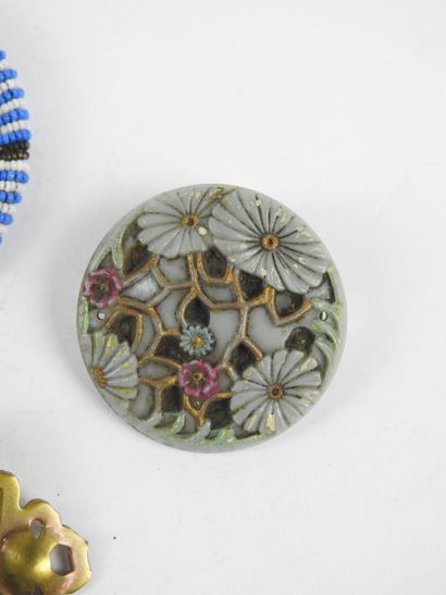 FOUR fancy antique PINS, one in gilded metal...