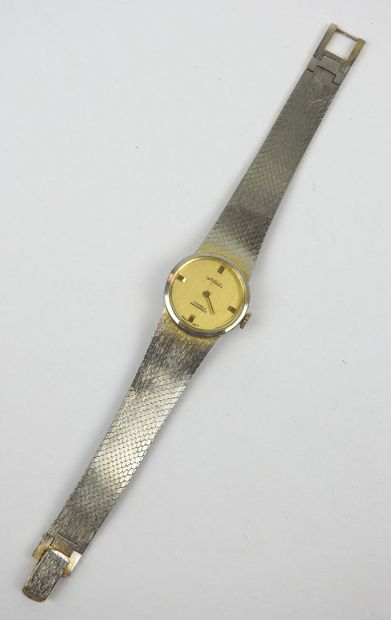 SWISS LADY'S WATCH in steel and white and...