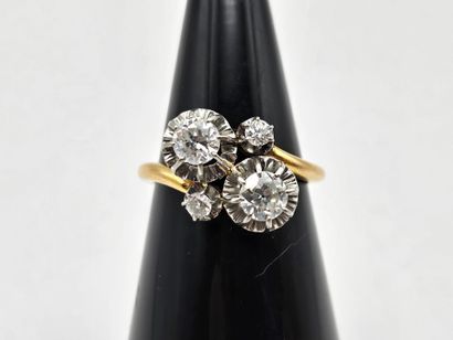Toi et Moi ring in 18K (750°/°°) yellow and...