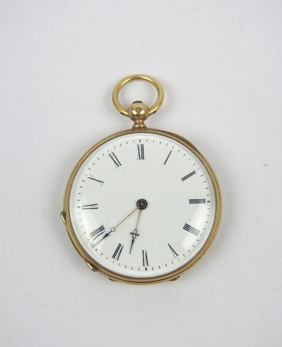 NECK WATCH in 750/1000th yellow gold. Double...