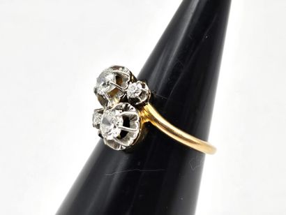 Toi et Moi ring in 18K (750°/°°) yellow and...