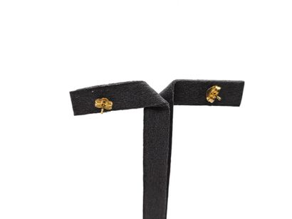 Pair of 750 thousandths yellow gold stud...