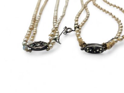 Lot of 2 silver and imitation pearl half-sets...