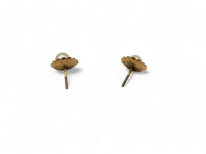 Pair of 750 thousandths yellow gold stud...