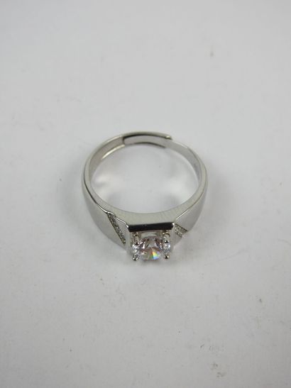 Chrome-plated metal ring with 1.00 ct. moissanite....