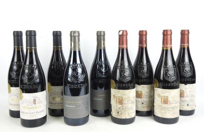 9 bottles including 4 La Font Boissière Gigondas...