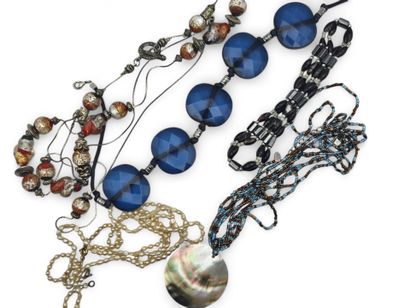Set of imitation pearl necklaces, blown glass...