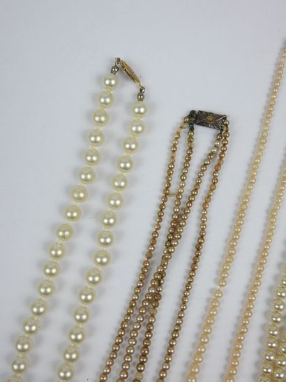 Four NECKLACES of fancy pearls.
