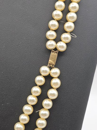 Two-row cultured pearl necklace with 18K...