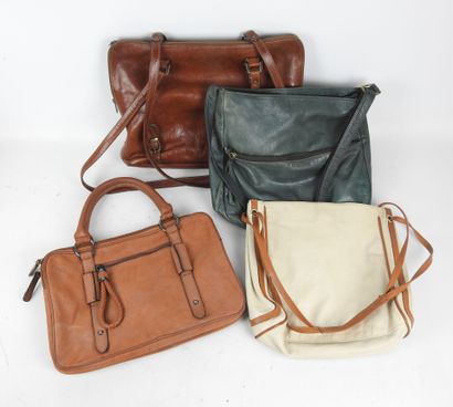 Four HANDBAGS, three in leather and one in...