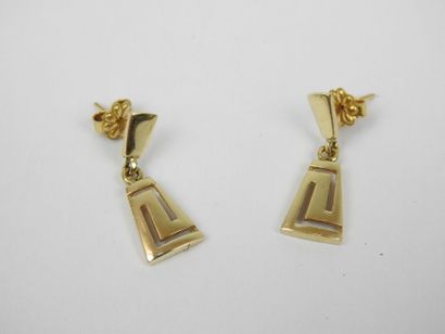 Pair of yellow gold earrings (14ct gold clasp)....