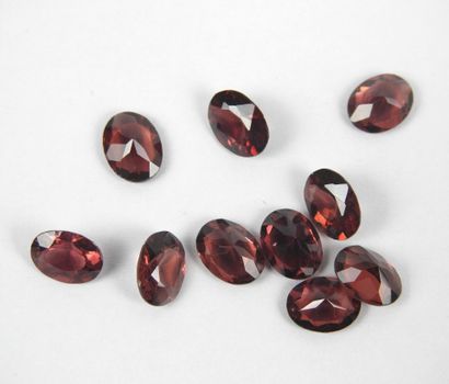 Lot de 10 grenats rhodolites ovales facettés...