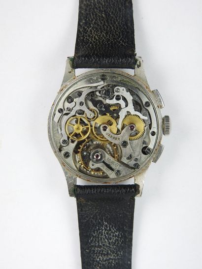JAEGER: Steel chronometer watch, circa 1950,...