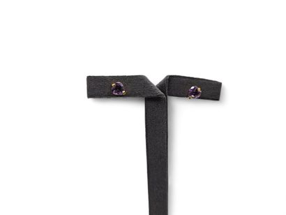Pair of 750 thousandths yellow gold stud...