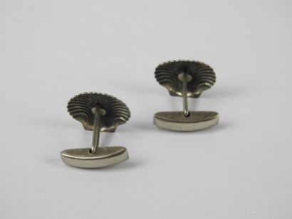 Pair of silver HANDLEBUTTONS decorated with...