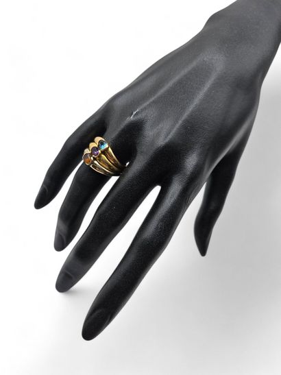 3 gold 750 thousandths trilogy ring set with...