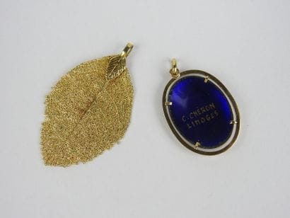 C. CHERON - Limoges : Enameled pendant with...