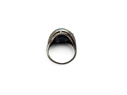 Chevalière ring in 750 thousandths white...