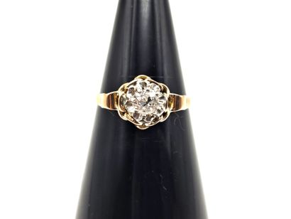 Solitaire flower ring in 18K (750°/°°) yellow...