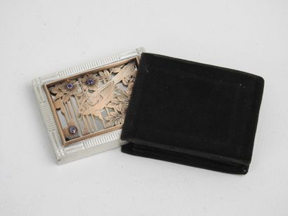 BOUCHERON Paris. Rectangular silver poudrier...