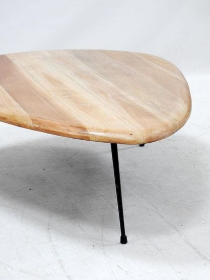 Mediator table with natural wood top, black...