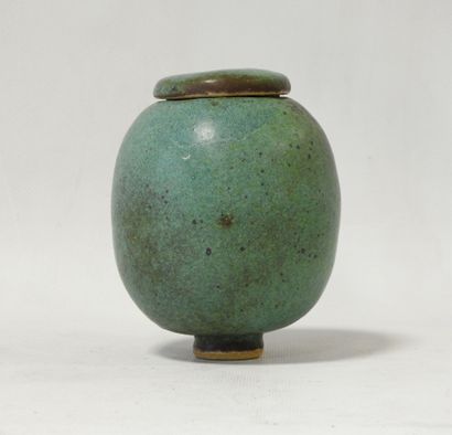 Modern work
Stoneware ovoid covered pot on...