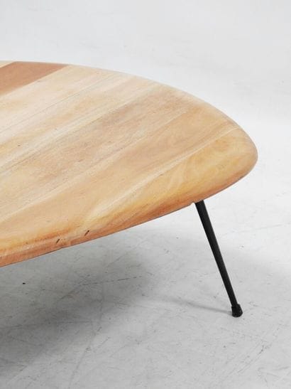 Mediator table with natural wood top, black...