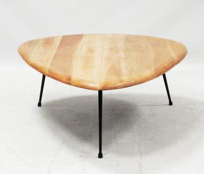 Mediator table with natural wood top, black...