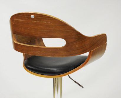 Bar armchair with seat and back in laminated...