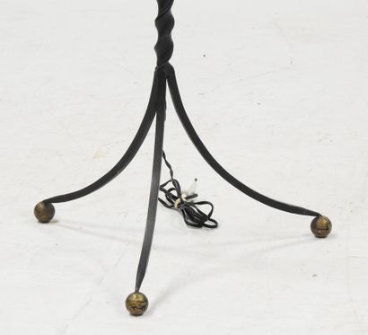 Wrought-iron floor lamp with twisted shaft,...