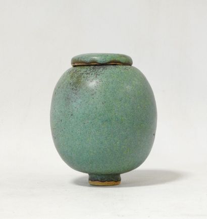 Modern work
Stoneware ovoid covered pot on...