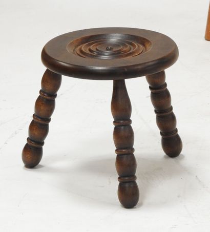 Set of 6 stools in natural wood, including...