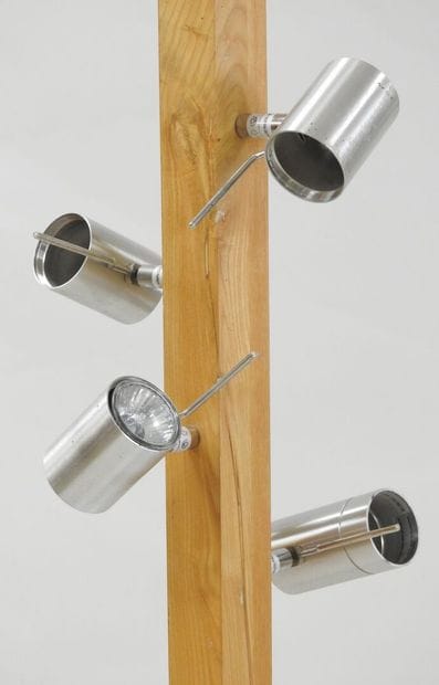 Quadrangular floor lamp in natural wood,...